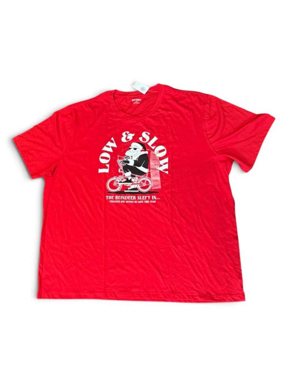 NWT Old Navy Love & Slow Christmas Santa Graphic T-Shirt Red XXL Holiday Tee